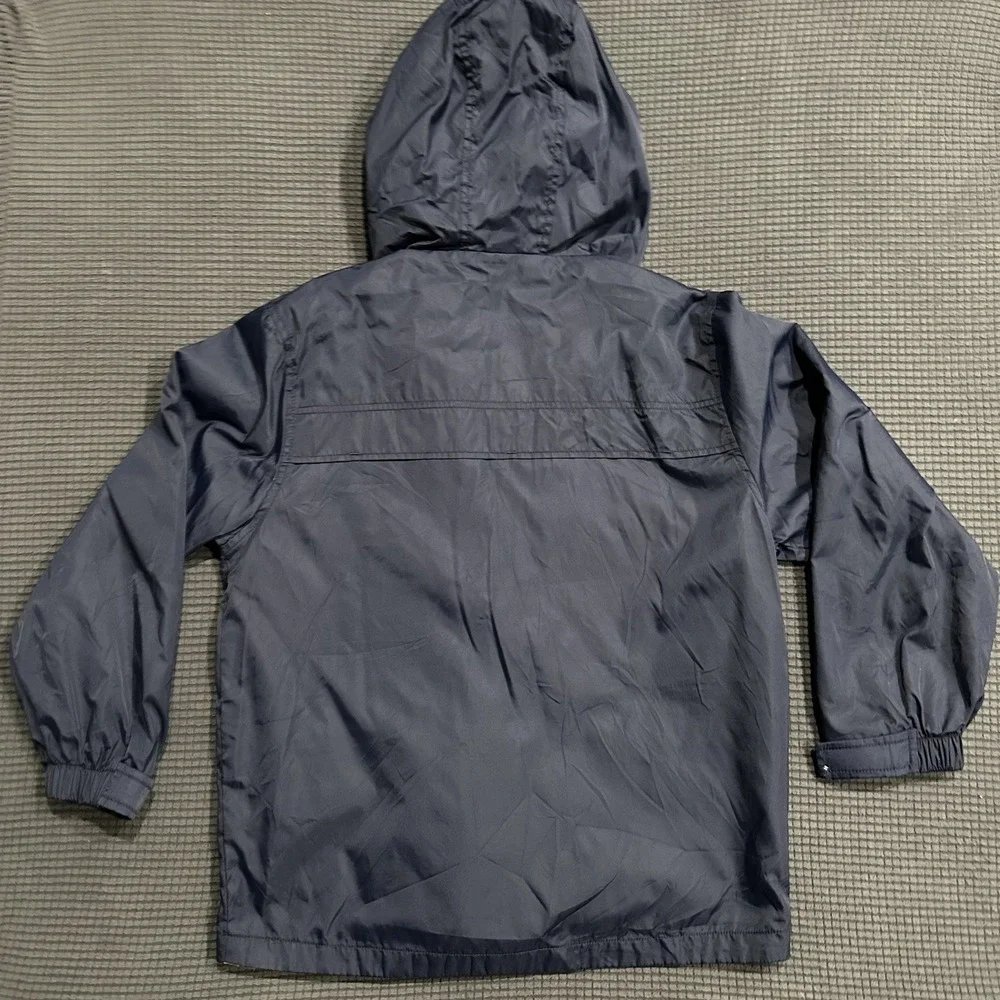 GAP Kids Large (10–12) Navy Hooded Windbreaker Jacket Yellow Lining - Picture 5 of 8